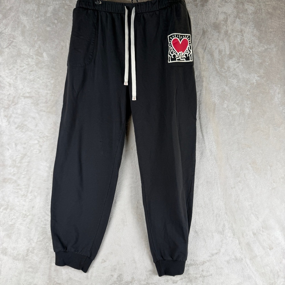 Keith Haring Heart Graphic Jogger Sweatpants Black Women Pop Art Streetwear